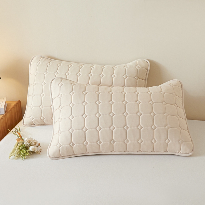 芬晴家纺 2025新款A类母婴级防水枕套系列 简格-卡其