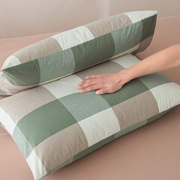 91家纺网 家纺一手货源 找家纺 芬晴家纺 2025新款A类全棉色织防水枕套系列 防水-绿大格