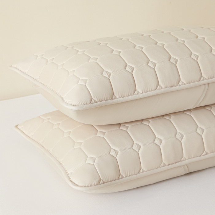 91家纺网 家纺一手货源 找家纺 芬晴家纺 2025新款A类母婴级防水枕套系列 简格-卡其