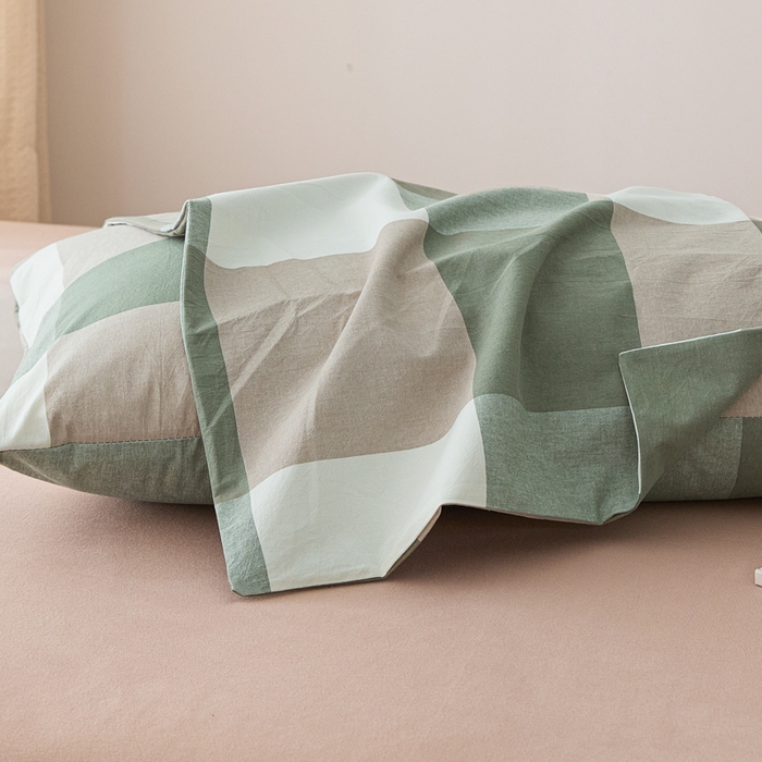 91家纺网 家纺一手货源 找家纺 芬晴家纺 2025新款A类全棉色织防水枕套系列 防水-绿大格