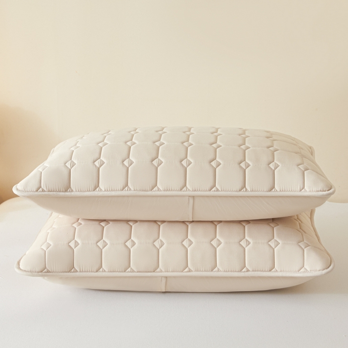 91家纺网 家纺一手货源 找家纺 芬晴家纺 2025新款A类母婴级防水枕套系列 简格-卡其