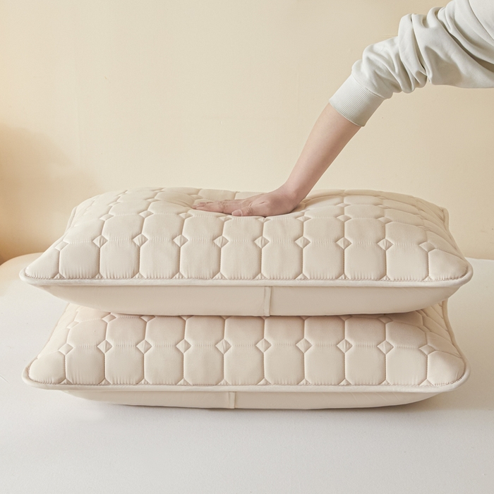 91家纺网 家纺一手货源 找家纺 芬晴家纺 2025新款A类母婴级防水枕套系列 简格-卡其