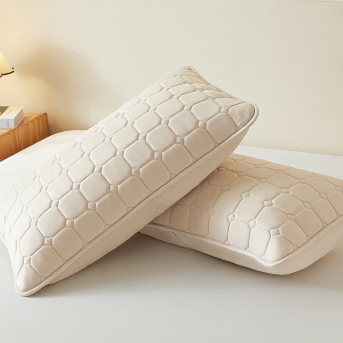 91家纺网 家纺一手货源 找家纺 芬晴家纺 2025新款A类母婴级防水枕套系列 简格-卡其