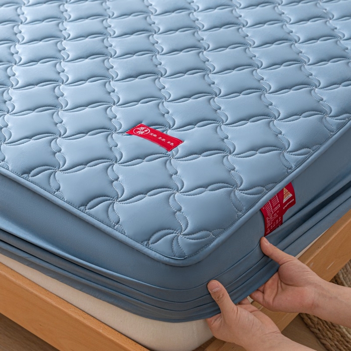 91家纺网 家纺一手货源 找家纺 芬晴家纺 2025新款母婴级大豆防水床笠-马丁-风车 风车-雾蓝