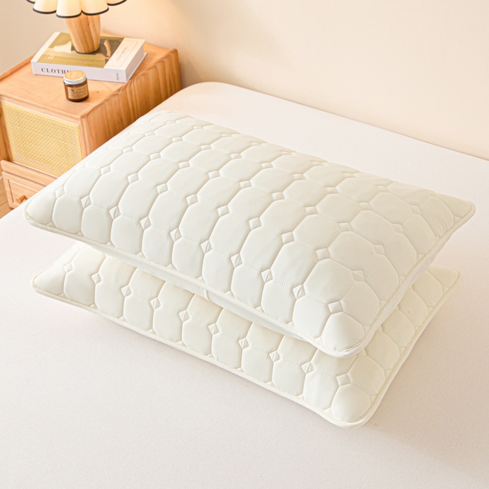 91家纺网 家纺一手货源 找家纺 芬晴家纺 2025新款A类母婴级防水枕套系列 简格-米白