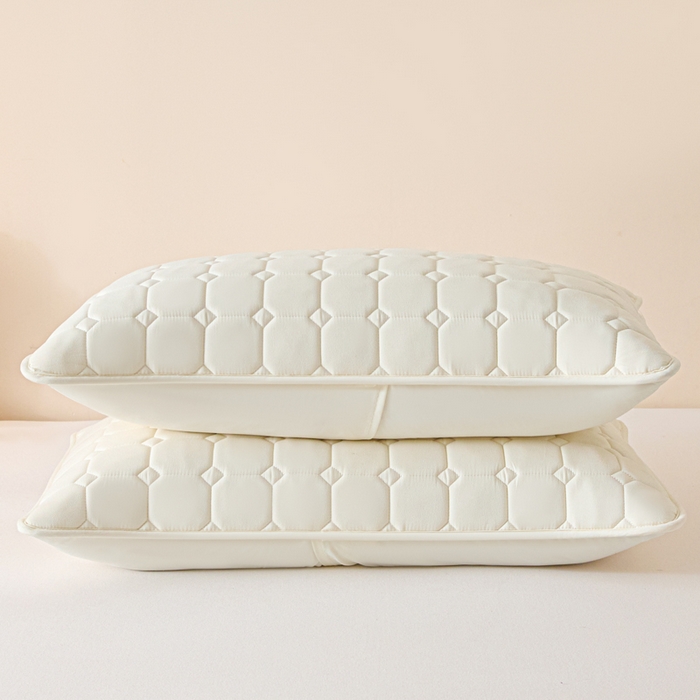 91家纺网 家纺一手货源 找家纺 芬晴家纺 2025新款A类母婴级防水枕套系列 简格-米白