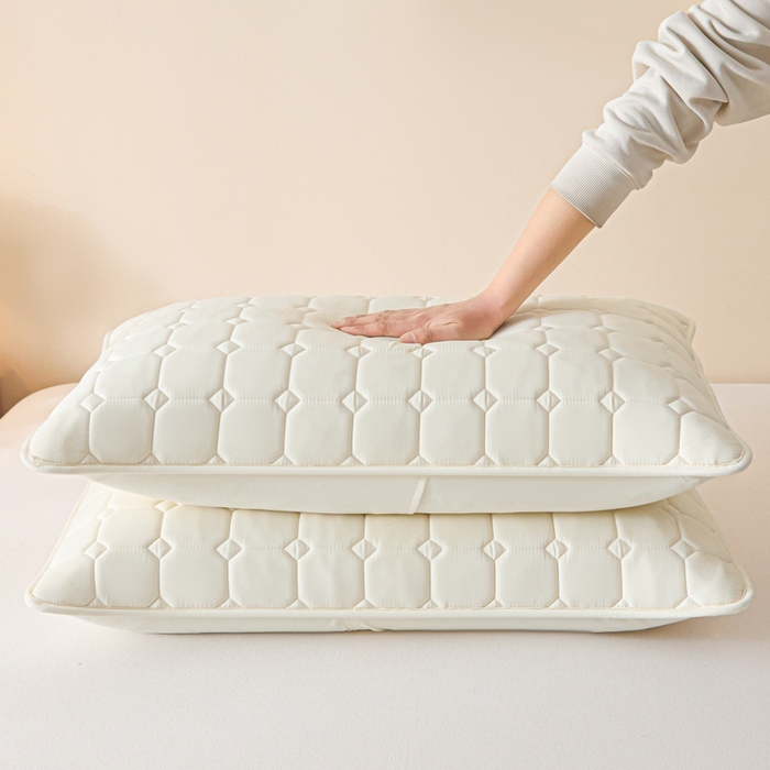 91家纺网 家纺一手货源 找家纺 芬晴家纺 2025新款A类母婴级防水枕套系列 简格-米白