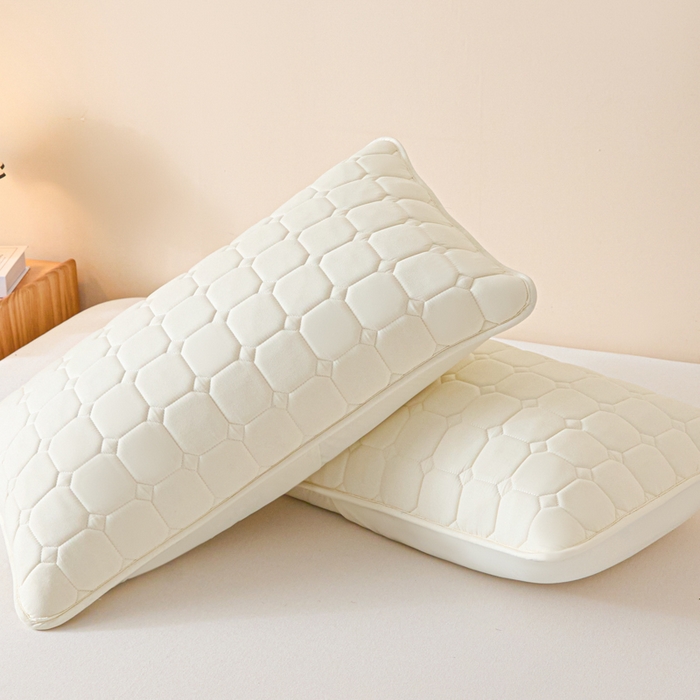 91家纺网 家纺一手货源 找家纺 芬晴家纺 2025新款A类母婴级防水枕套系列 简格-米白