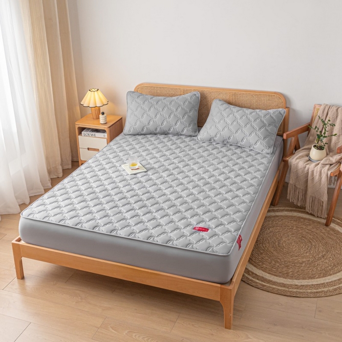 91家纺网 家纺一手货源 找家纺 芬晴家纺 2025新款母婴级大豆防水床笠-马丁-风车 风车-星灰