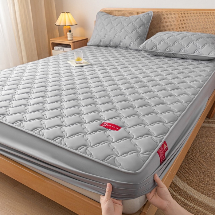 91家纺网 家纺一手货源 找家纺 芬晴家纺 2025新款母婴级大豆防水床笠-马丁-风车 风车-星灰