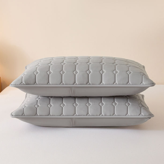 91家纺网 家纺一手货源 找家纺 芬晴家纺 2025新款A类母婴级防水枕套系列 简格-星灰