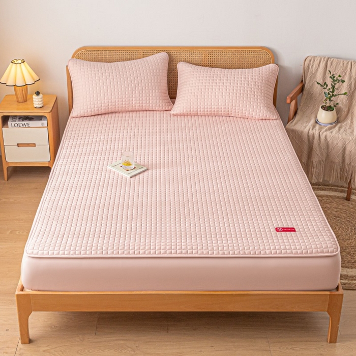 91家纺网 家纺一手货源 找家纺 芬晴家纺 2025新款母婴级大豆防水床笠-马丁-风车 马丁-豆沙粉