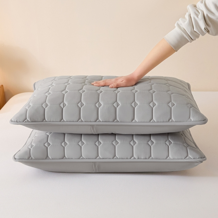 91家纺网 家纺一手货源 找家纺 芬晴家纺 2025新款A类母婴级防水枕套系列 简格-星灰