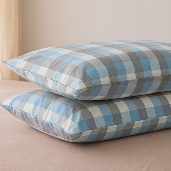 91家纺网 家纺一手货源 找家纺 芬晴家纺 2025新款A类全棉色织防水枕套系列 防水-洛可可蓝