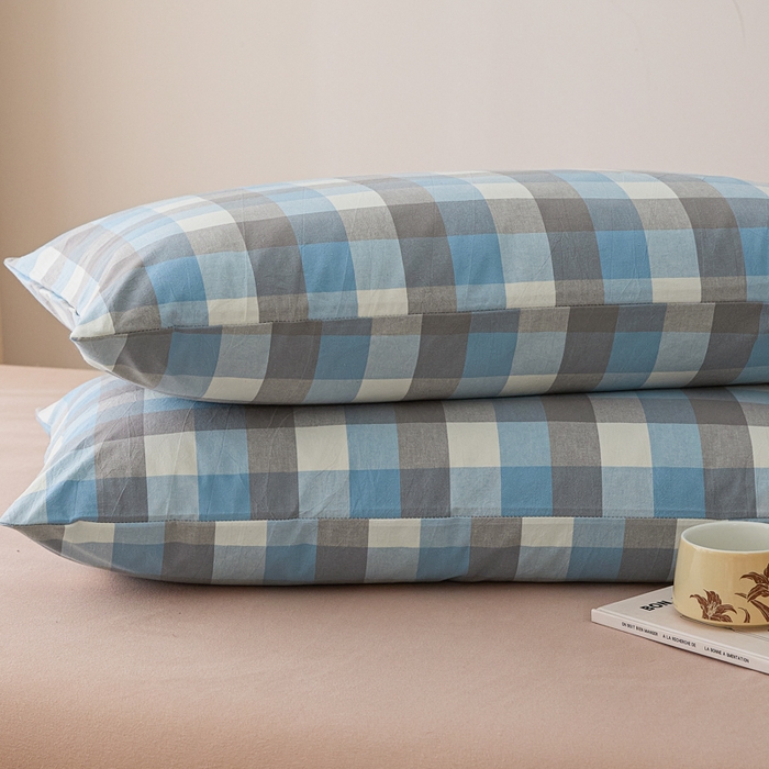 91家纺网 家纺一手货源 找家纺 芬晴家纺 2025新款A类全棉色织防水枕套系列 防水-洛可可蓝