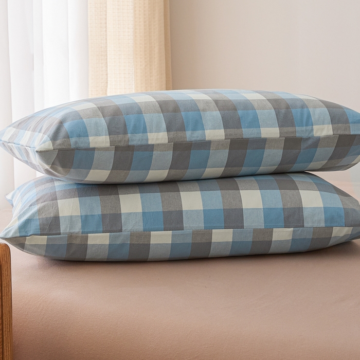 91家纺网 家纺一手货源 找家纺 芬晴家纺 2025新款A类全棉色织防水枕套系列 防水-洛可可蓝