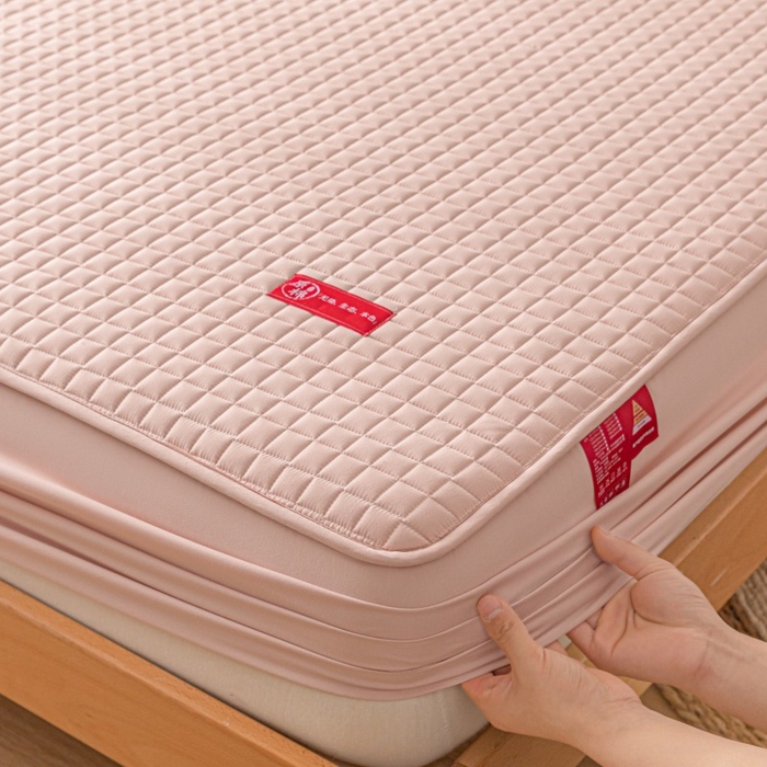 91家纺网 家纺一手货源 找家纺 芬晴家纺 2025新款母婴级大豆防水床笠-马丁-风车 马丁-豆沙粉