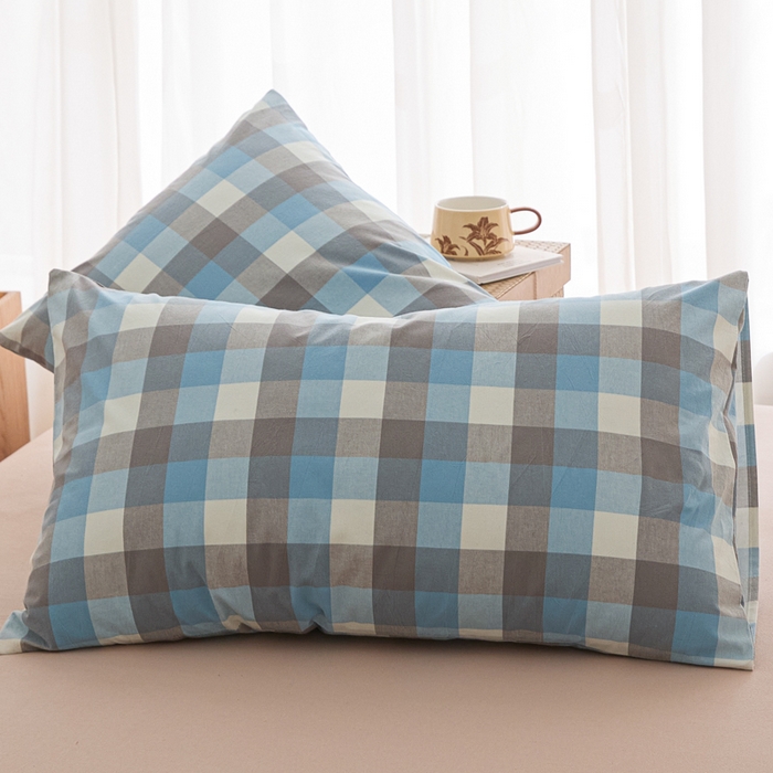 91家纺网 家纺一手货源 找家纺 芬晴家纺 2025新款A类全棉色织防水枕套系列 防水-洛可可蓝