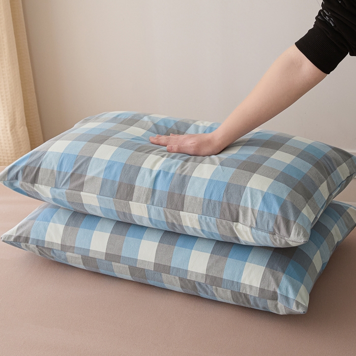 91家纺网 家纺一手货源 找家纺 芬晴家纺 2025新款A类全棉色织防水枕套系列 防水-洛可可蓝