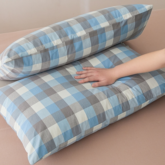 91家纺网 家纺一手货源 找家纺 芬晴家纺 2025新款A类全棉色织防水枕套系列 防水-洛可可蓝