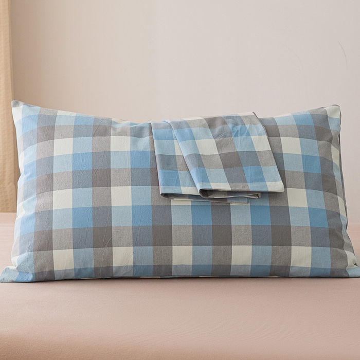 91家纺网 家纺一手货源 找家纺 芬晴家纺 2025新款A类全棉色织防水枕套系列 防水-洛可可蓝