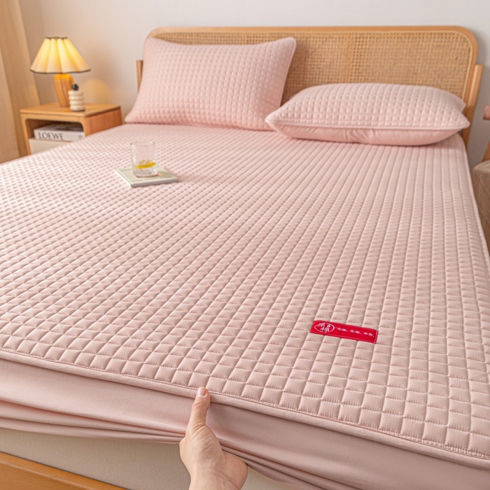 91家纺网 家纺一手货源 找家纺 芬晴家纺 2025新款母婴级大豆防水床笠-马丁-风车 马丁-豆沙粉