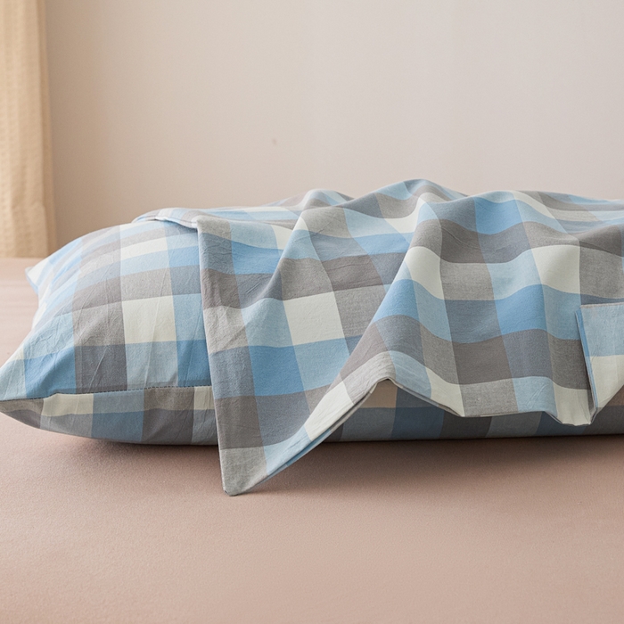 91家纺网 家纺一手货源 找家纺 芬晴家纺 2025新款A类全棉色织防水枕套系列 防水-洛可可蓝