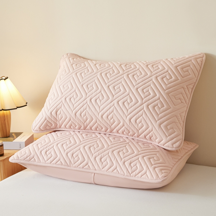 91家纺网 家纺一手货源 找家纺 芬晴家纺 2025新款A类母婴级防水枕套系列 流星-豆沙粉