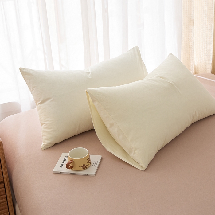 91家纺网 家纺一手货源 找家纺 芬晴家纺 2025新款A类全棉色织防水枕套系列 防水-奶白