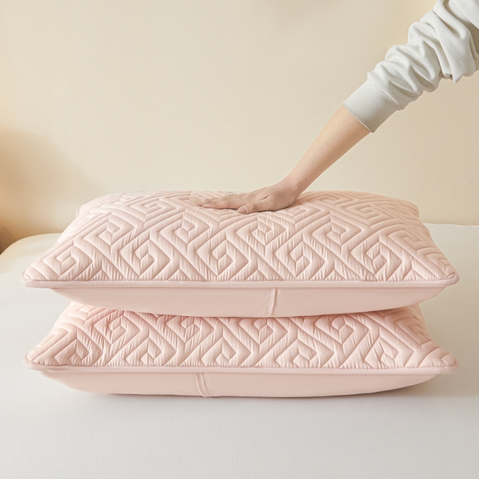 91家纺网 家纺一手货源 找家纺 芬晴家纺 2025新款A类母婴级防水枕套系列 流星-豆沙粉