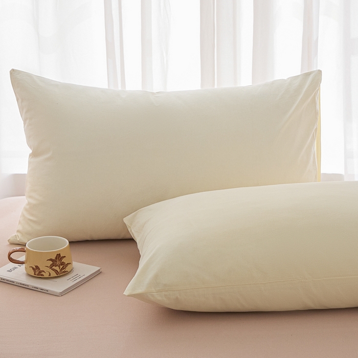 91家纺网 家纺一手货源 找家纺 芬晴家纺 2025新款A类全棉色织防水枕套系列 防水-奶白