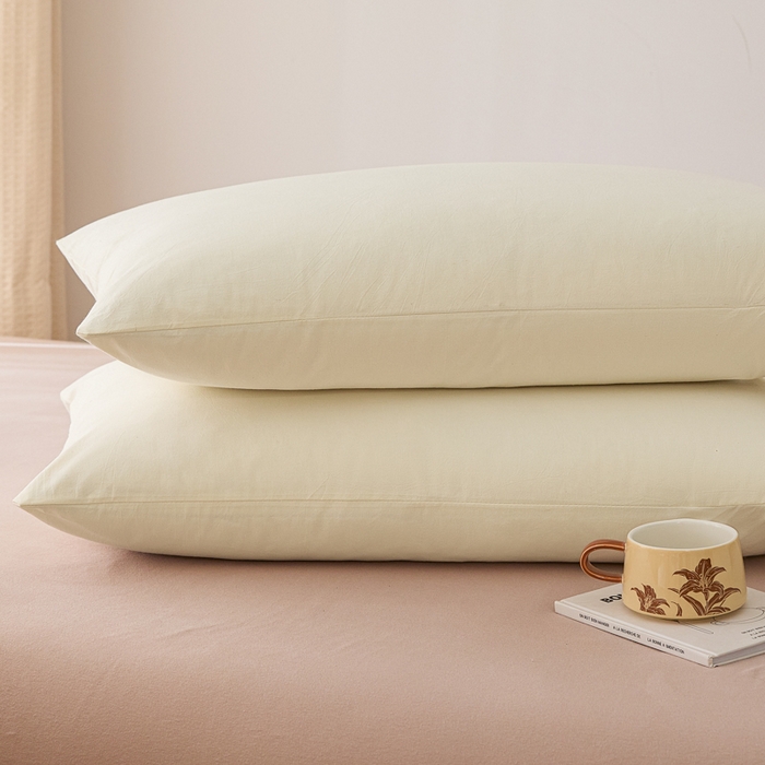 91家纺网 家纺一手货源 找家纺 芬晴家纺 2025新款A类全棉色织防水枕套系列 防水-奶白