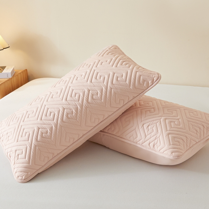 91家纺网 家纺一手货源 找家纺 芬晴家纺 2025新款A类母婴级防水枕套系列 流星-豆沙粉