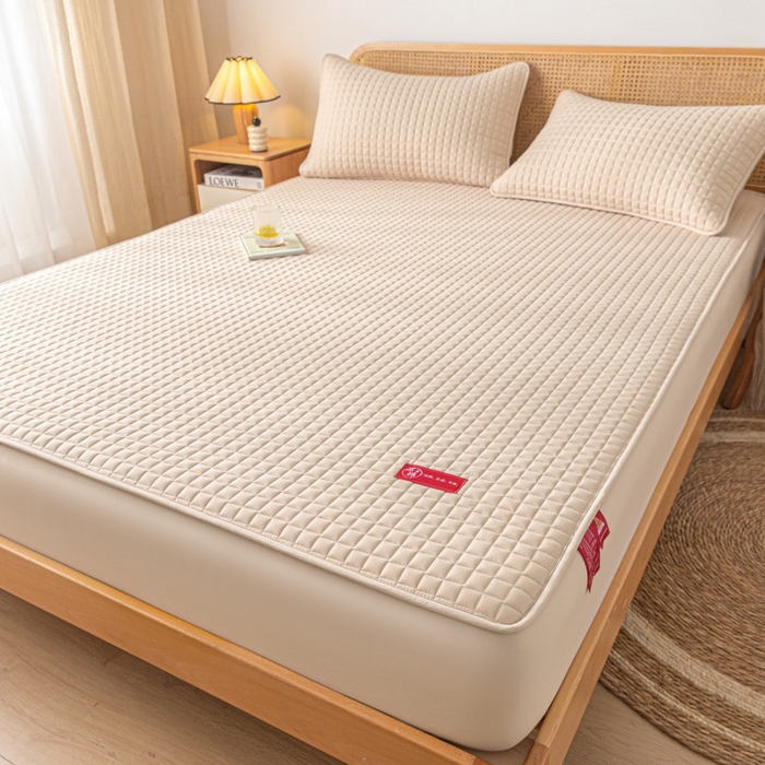 91家纺网 家纺一手货源 找家纺 芬晴家纺 2025新款母婴级大豆防水床笠-马丁-风车 马丁-卡其