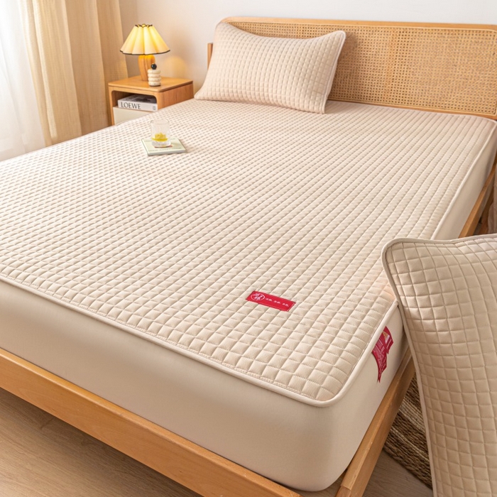 91家纺网 家纺一手货源 找家纺 芬晴家纺 2025新款母婴级大豆防水床笠-马丁-风车 马丁-卡其