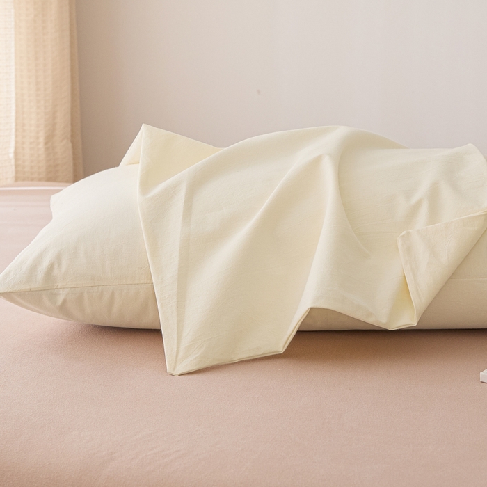 91家纺网 家纺一手货源 找家纺 芬晴家纺 2025新款A类全棉色织防水枕套系列 防水-奶白