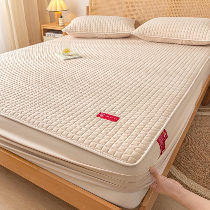 91家纺网 家纺一手货源 找家纺 芬晴家纺 2025新款母婴级大豆防水床笠-马丁-风车 马丁-卡其