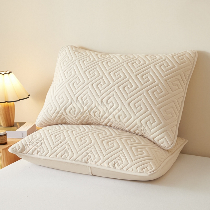 91家纺网 家纺一手货源 找家纺 芬晴家纺 2025新款A类母婴级防水枕套系列 流星-卡其