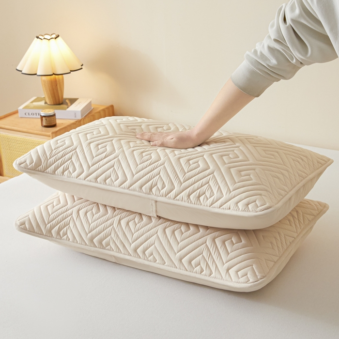 91家纺网 家纺一手货源 找家纺 芬晴家纺 2025新款A类母婴级防水枕套系列 流星-卡其