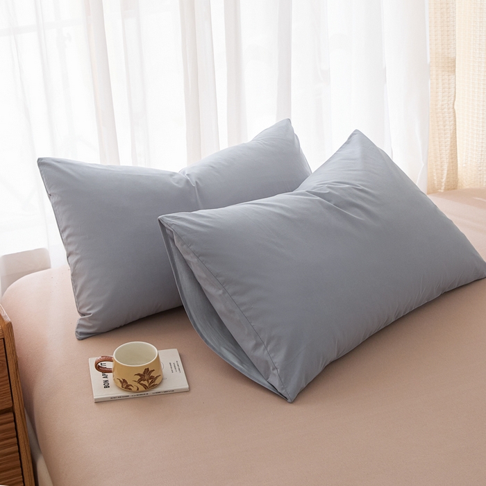 91家纺网 家纺一手货源 找家纺 芬晴家纺 2025新款A类全棉色织防水枕套系列 防水-浅灰