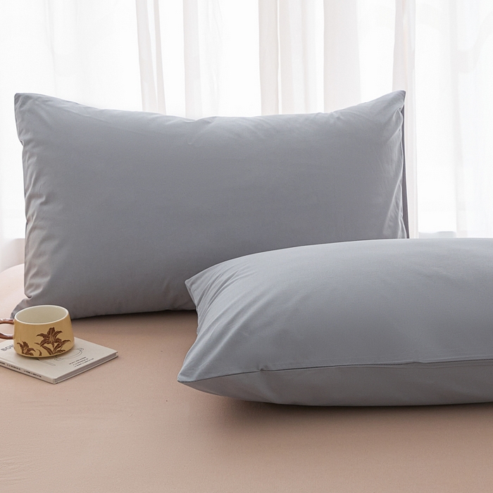 91家纺网 家纺一手货源 找家纺 芬晴家纺 2025新款A类全棉色织防水枕套系列 防水-浅灰