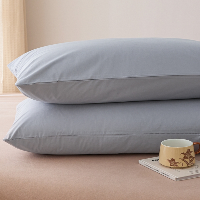 91家纺网 家纺一手货源 找家纺 芬晴家纺 2025新款A类全棉色织防水枕套系列 防水-浅灰