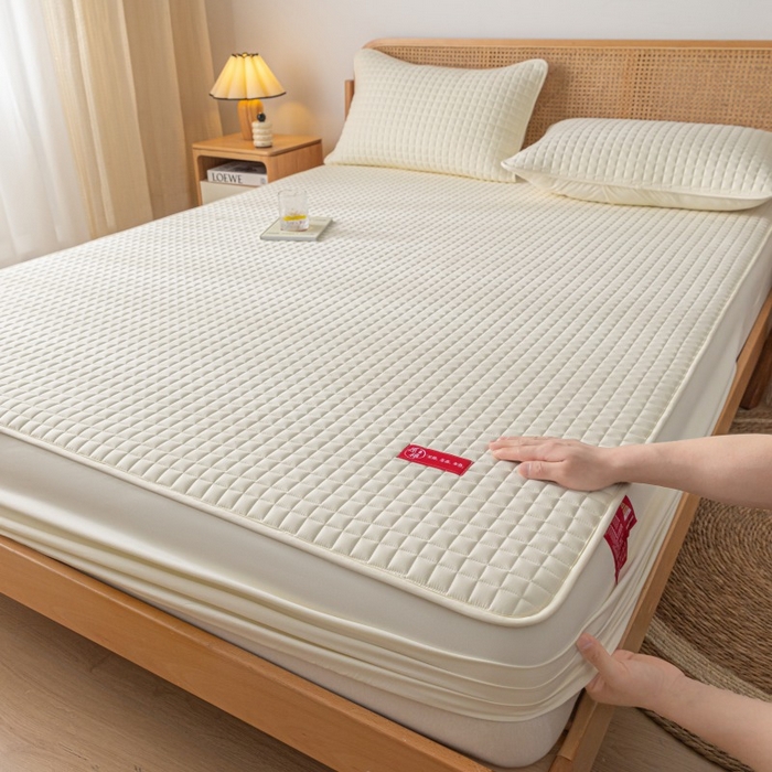 芬晴家纺 2025新款母婴级大豆防水床笠-马丁-风车 马丁-米白