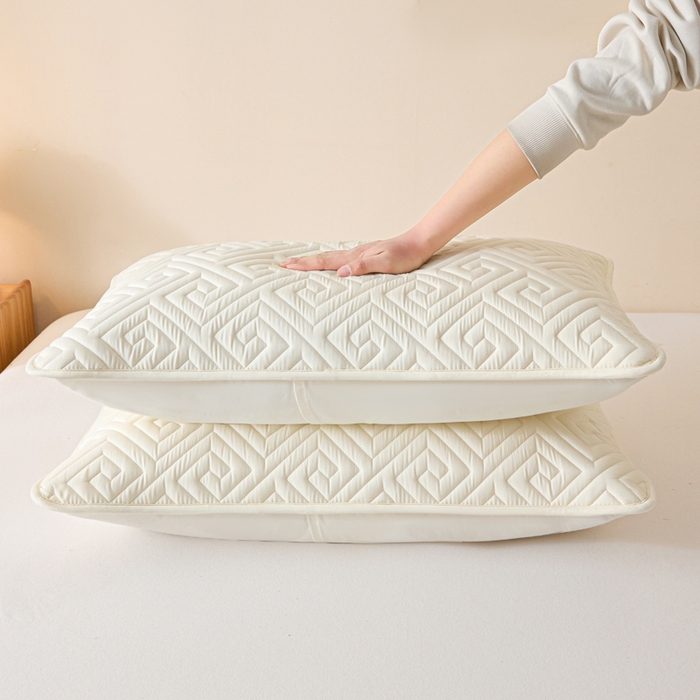 91家纺网 家纺一手货源 找家纺 芬晴家纺 2025新款A类母婴级防水枕套系列 流星-米白