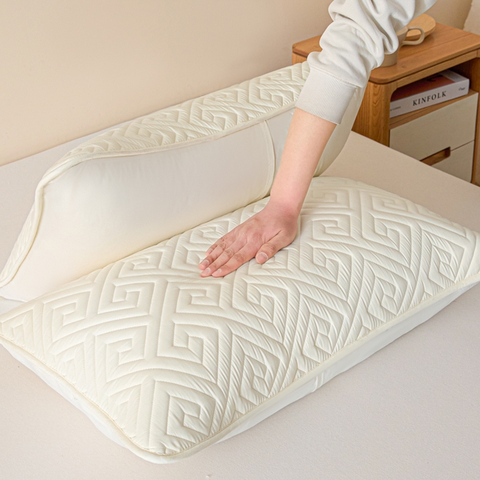 91家纺网 家纺一手货源 找家纺 芬晴家纺 2025新款A类母婴级防水枕套系列 流星-米白