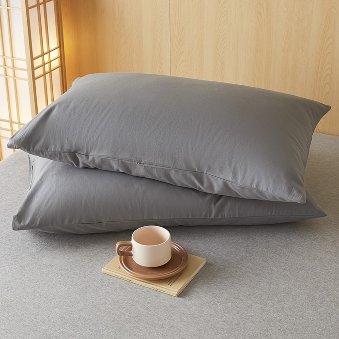 91家纺网 家纺一手货源 找家纺 芬晴家纺 2025新款A类全棉色织防水枕套系列 防水-岩灰