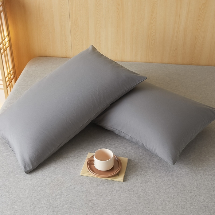 91家纺网 家纺一手货源 找家纺 芬晴家纺 2025新款A类全棉色织防水枕套系列 防水-岩灰