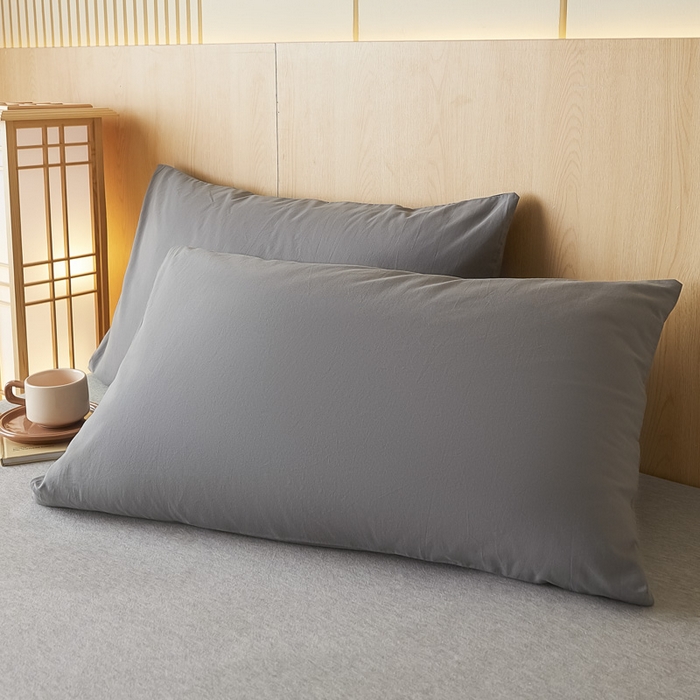 91家纺网 家纺一手货源 找家纺 芬晴家纺 2025新款A类全棉色织防水枕套系列 防水-岩灰