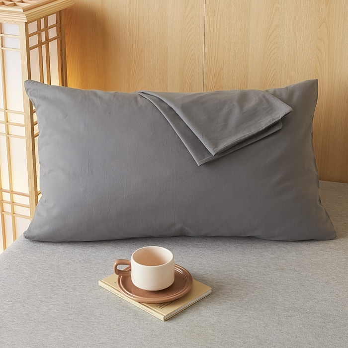 91家纺网 家纺一手货源 找家纺 芬晴家纺 2025新款A类全棉色织防水枕套系列 防水-岩灰