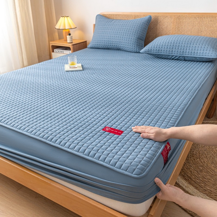 芬晴家纺 2025新款母婴级大豆防水床笠-马丁-风车 马丁-雾蓝